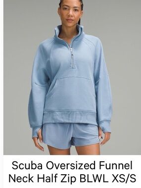 lululemon athletica Pale Blue Oversized Scuba Funnel-Neck Half-Zip